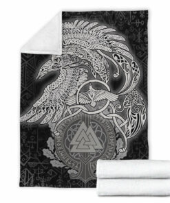 Viking Blanket Raven Celtic Viking Homeset Sherpa Fleece Blanket Gifts for Viking Lovers