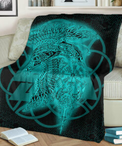 Viking Blanket Raven Valknut Viking Homeset Sherpa Fleece Blanket Gifts for Viking Lovers