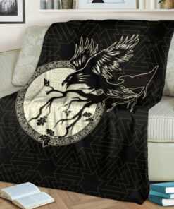 Viking Blanket Raven Viking Sherpa Fleece Blanket Gifts for Viking Lovers