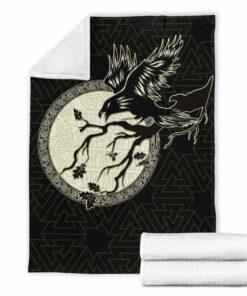 Viking Blanket Raven Viking Sherpa Fleece Blanket Gifts for Viking Lovers