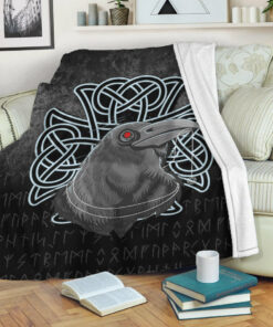 Viking Blanket Raven Viking Warrior Norse Sherpa Fleece Blanket Gifts for Viking Lovers