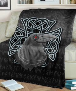 Viking Blanket Raven Viking Warrior Norse Sherpa Fleece Blanket Gifts for Viking Lovers