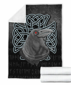 Viking Blanket Raven Viking Warrior Norse Sherpa Fleece Blanket Gifts for Viking Lovers