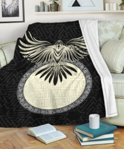 Viking Blanket Ravens Of Odin In Norse Mythology Viking Sherpa Fleece Blanket Gifts for Viking Lovers
