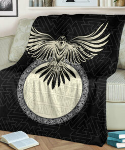 Viking Blanket Ravens Of Odin In Norse Mythology Viking Sherpa Fleece Blanket Gifts for Viking Lovers