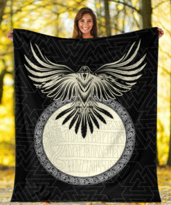 Viking Blanket Ravens Of Odin In Norse Mythology Viking Sherpa Fleece Blanket Gifts for Viking Lovers