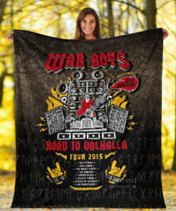 Viking Blanket Road to Valhalla Tour Sherpa Fleece Blanket Gifts for Viking Lovers