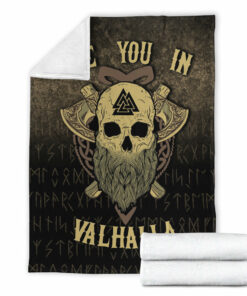 Viking Blanket See you in Valhalla Sherpa Fleece Blanket Gift