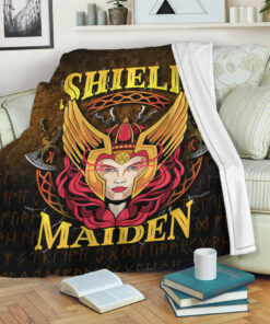 Viking Blanket Shield Maiden Sherpa Fleece Blanket Gifts for Viking Lovers
