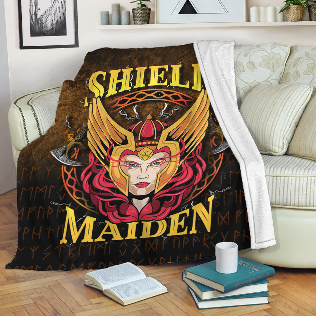 Viking Blanket Shield Maiden Sherpa Fleece Blanket Gifts for Viking Lovers