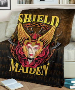 Viking Blanket Shield Maiden Sherpa Fleece Blanket Gifts for Viking Lovers