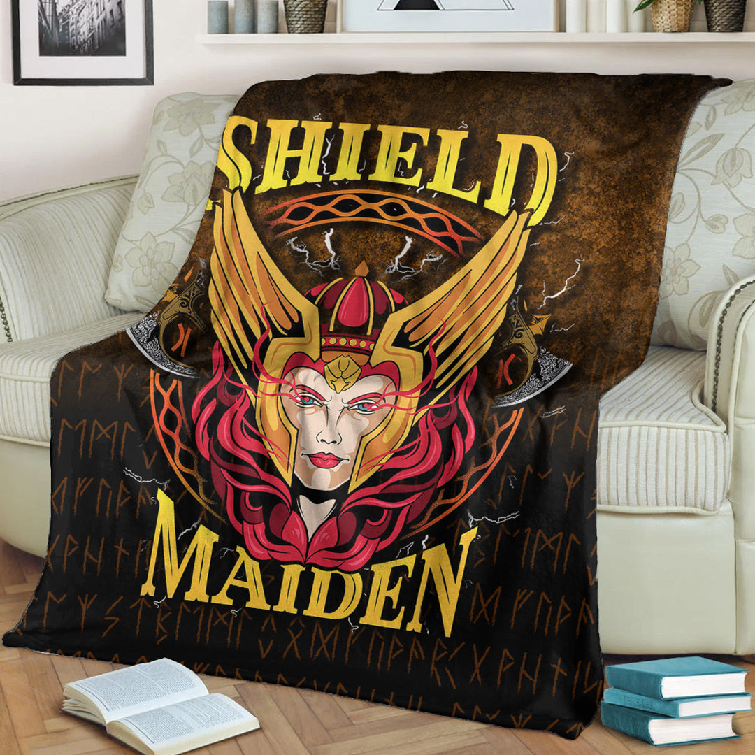 Viking Blanket Shield Maiden Sherpa Fleece Blanket Gifts for Viking Lovers