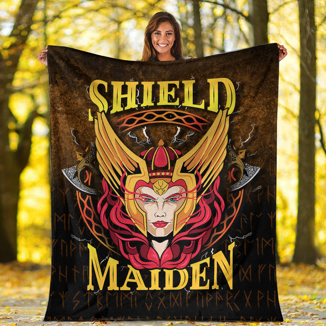 Viking Blanket Shield Maiden Sherpa Fleece Blanket Gifts for Viking Lovers