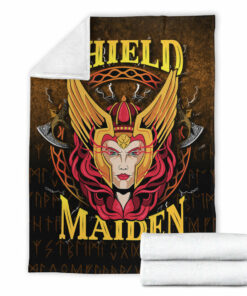 Viking Blanket Shield Maiden Sherpa Fleece Blanket Gifts for Viking Lovers