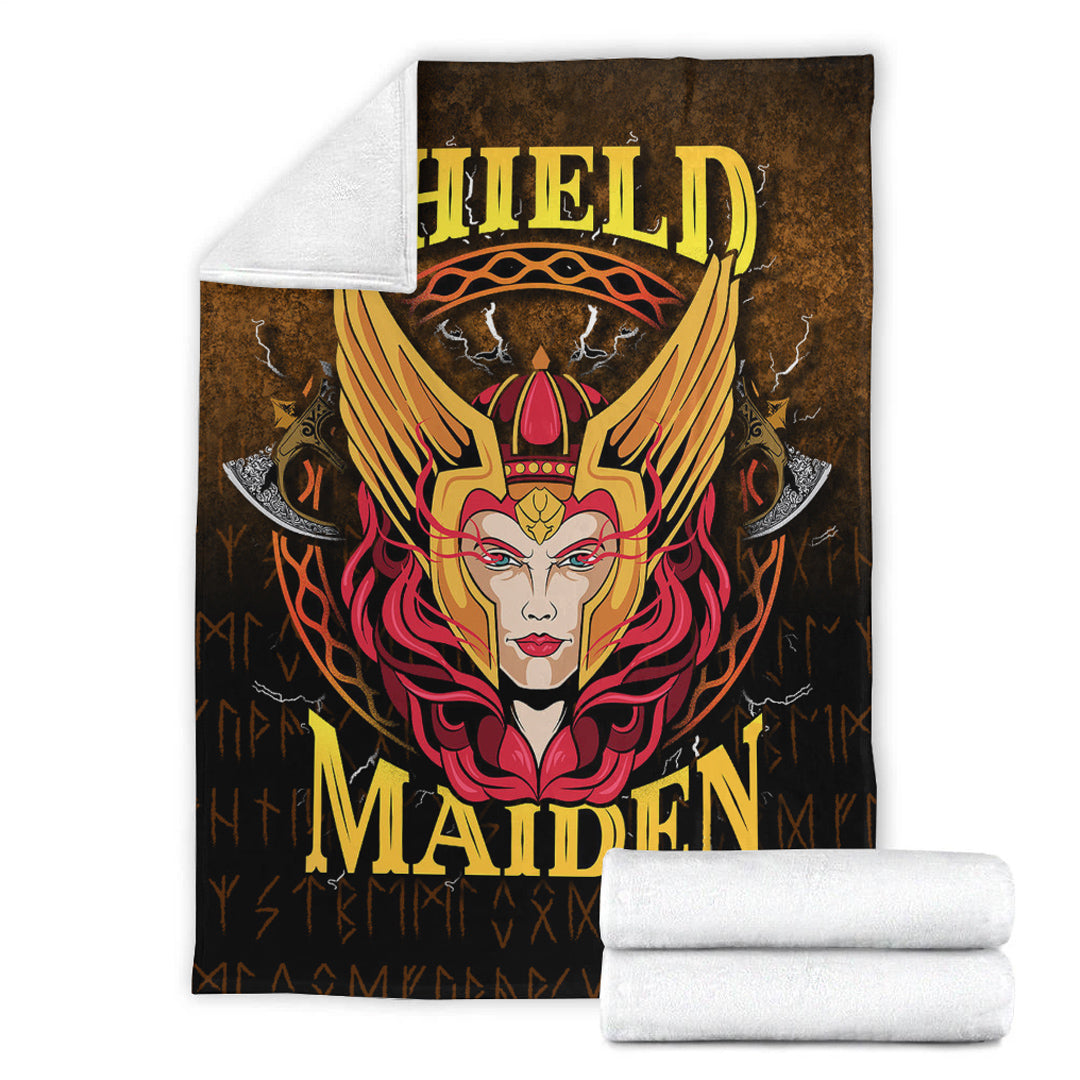 Viking Blanket Shield Maiden Sherpa Fleece Blanket Gifts for Viking Lovers