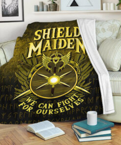 Viking Blanket Shield Maiden We Can Fight For Ourselves Sherpa Fleece Blanket Gifts for Viking Lovers