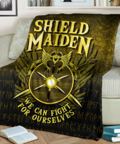 Viking Blanket Shield Maiden We Can Fight For Ourselves Sherpa Fleece Blanket Gifts for Viking Lovers