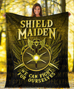 Viking Blanket Shield Maiden We Can Fight For Ourselves Sherpa Fleece Blanket Gifts for Viking Lovers