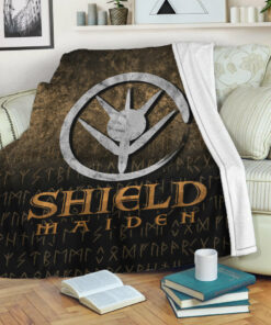 Viking Blanket Shieldmaiden Sherpa Fleece Blanket Gifts for Viking Lovers
