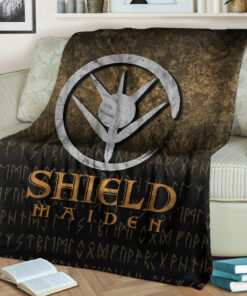 Viking Blanket Shieldmaiden Sherpa Fleece Blanket Gifts for Viking Lovers