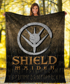 Viking Blanket Shieldmaiden Sherpa Fleece Blanket Gifts for Viking Lovers