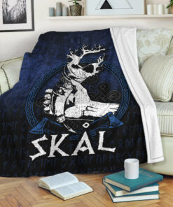 Viking Blanket Skal Sherpa Fleece Blanket Gifts for Viking Lovers