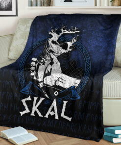 Viking Blanket Skal Sherpa Fleece Blanket Gifts for Viking Lovers
