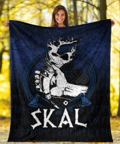 Viking Blanket Skal Sherpa Fleece Blanket Gifts for Viking Lovers