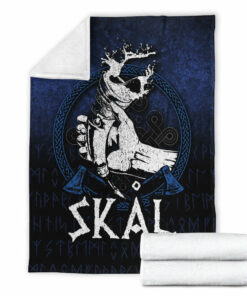 Viking Blanket Skal Sherpa Fleece Blanket Gifts for Viking Lovers