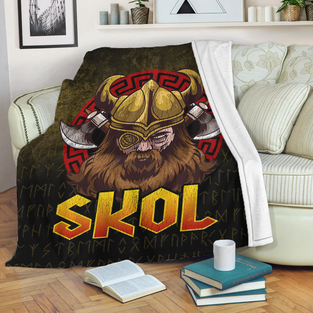 Viking Blanket Skol Viking Beer Norse Mythology Warrior Drinking Sherpa Fleece Blanket Gifts for Viking Lovers