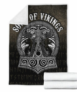 Viking Blanket Son Of Viking Mjolnir Sherpa Fleece Blanket Gifts for Viking Lovers