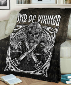 Viking Blanket Sons Of Odin Valhalla 3 Sherpa Fleece Blanket Gifts for Viking Lovers