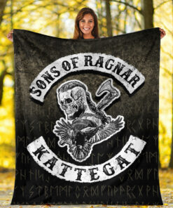 Viking Blanket Sons Of Ragnar Kattegat Sherpa Fleece Blanket Gifts for Viking Lovers