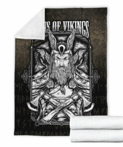 Viking Blanket Sons of Odin Valhalla 4 Sherpa Fleece Blanket Gifts for Viking Lovers