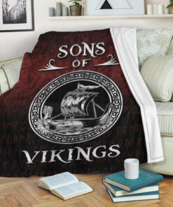 Viking Blanket Sons of Vikings Sherpa Fleece Blanket Gifts for Viking Lovers