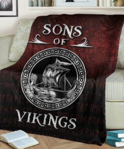 Viking Blanket Sons of Vikings Sherpa Fleece Blanket Gifts for Viking Lovers