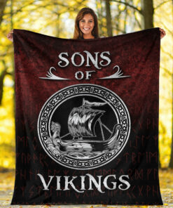 Viking Blanket Sons of Vikings Sherpa Fleece Blanket Gifts for Viking Lovers