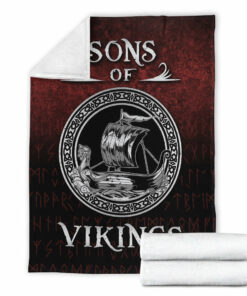 Viking Blanket Sons of Vikings Sherpa Fleece Blanket Gifts for Viking Lovers