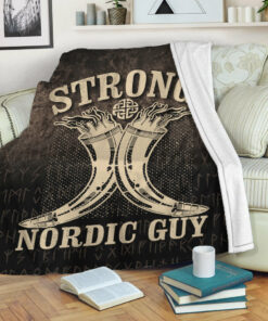 Viking Blanket Strong Nordic Guy Sherpa Fleece Blanket Gifts for Viking Lovers