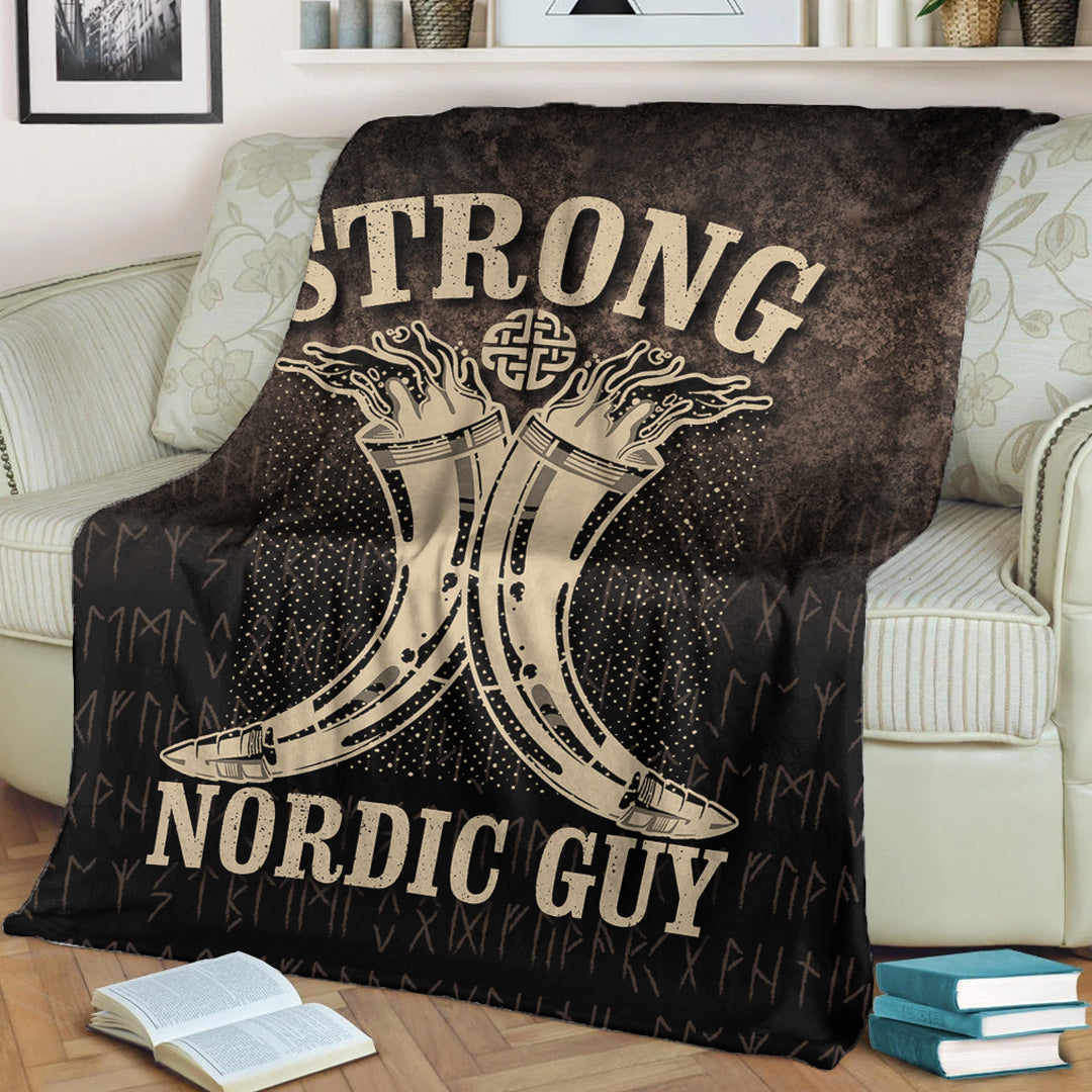 Viking Blanket Strong Nordic Guy Sherpa Fleece Blanket Gifts for Viking Lovers