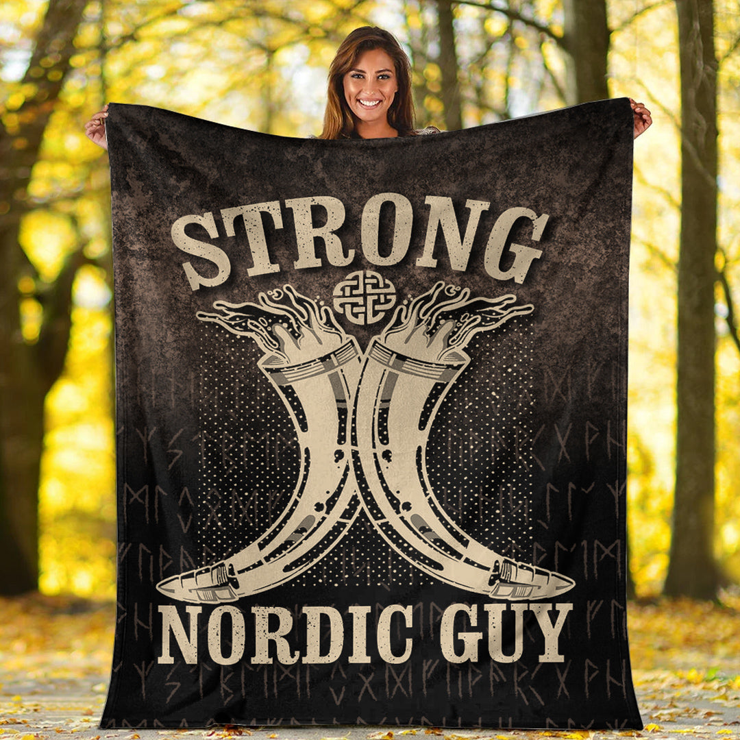 Viking Blanket Strong Nordic Guy Sherpa Fleece Blanket Gifts for Viking Lovers