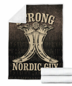 Viking Blanket Strong Nordic Guy Sherpa Fleece Blanket Gifts for Viking Lovers