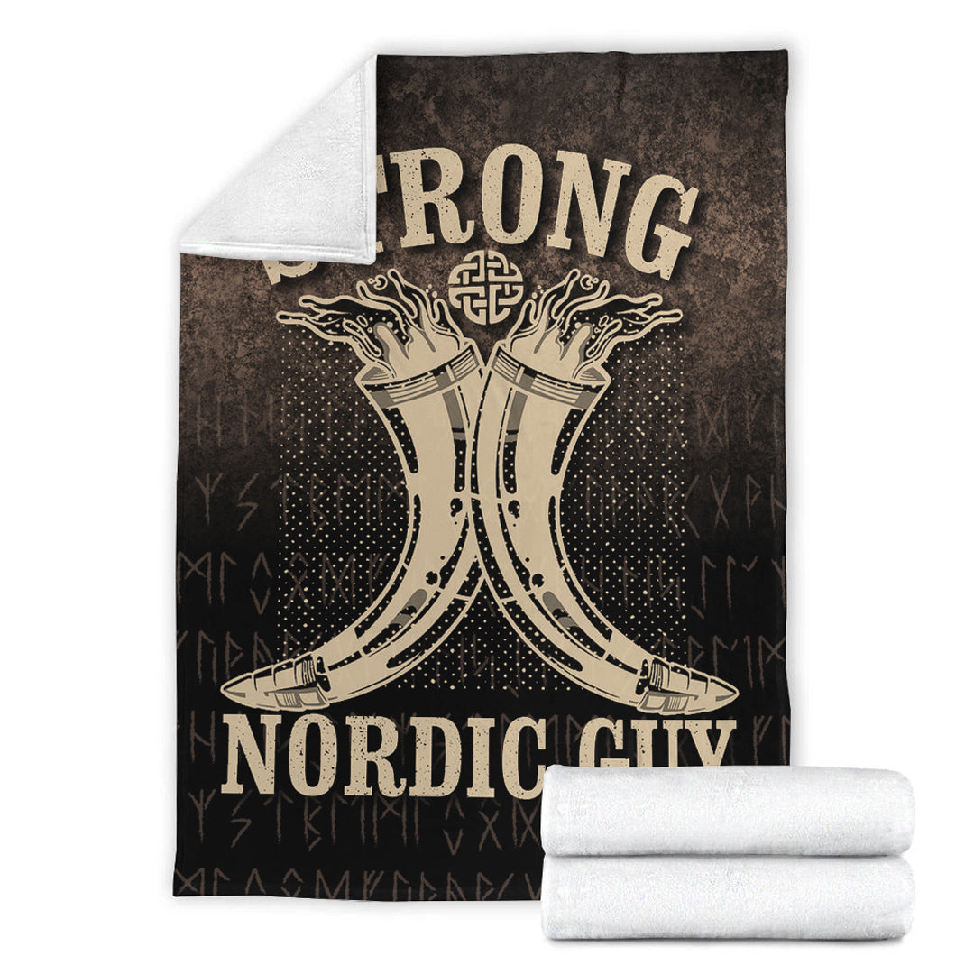 Viking Blanket Strong Nordic Guy Sherpa Fleece Blanket Gifts for Viking Lovers