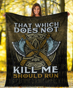 Viking Blanket That Wich Does Not Kill Me Should Run Sherpa Fleece Blanket Gifts for Viking Lovers