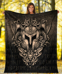 Viking Blanket The Armor Of Viking Gold Version Sherpa Fleece Blanket Gifts for Viking Lovers