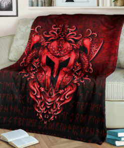 Viking Blanket The Armor Of Viking Red Version Sherpa Fleece Blanket Gifts for Viking Lovers