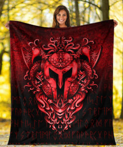 Viking Blanket The Armor Of Viking Red Version Sherpa Fleece Blanket Gifts for Viking Lovers