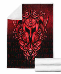 Viking Blanket The Armor Of Viking Red Version Sherpa Fleece Blanket Gifts for Viking Lovers