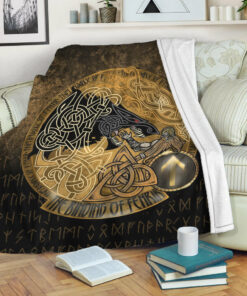 Viking Blanket The Binding of Fenrir Sherpa Fleece Blanket Gifts for Viking Lovers