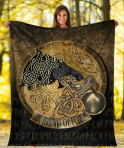 Viking Blanket The Binding of Fenrir Sherpa Fleece Blanket Gifts for Viking Lovers